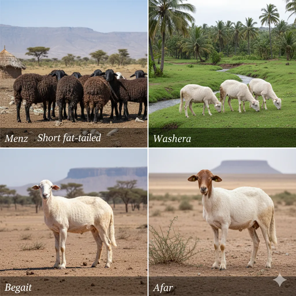 أغنام إثيوبية عالية الجودة للتجارة والتصدير - سلالات محلية